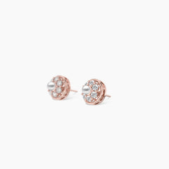Traditional Seven Diamonds with Pearl Earstuds