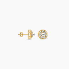 Traditional Seven Diamonds with Pearl Earstuds