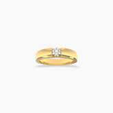 Solitaire Diamond Yellow Gold Band Ring