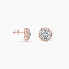 Aurelle Beaded Circle Diamond Stud Earrings