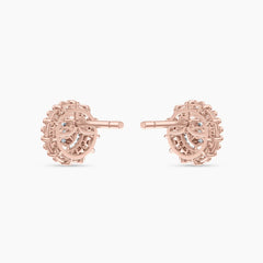 Aurelle Beaded Circle Diamond Stud Earrings