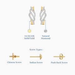 Flowline Diamond Half Hoop Earrings