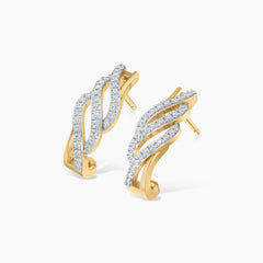 Flowline Diamond Half Hoop Earrings