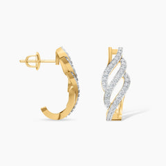 Flowline Diamond Half Hoop Earrings