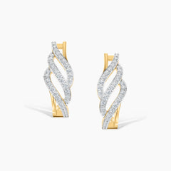 Flowline Diamond Half Hoop Earrings