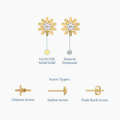 Ten Petals Solitaire Studs