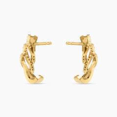 Flowline Diamond Half Hoop Earrings