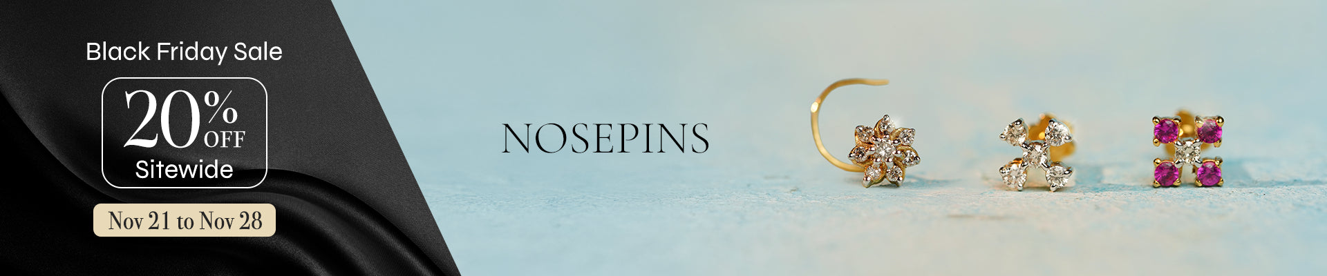 Black Friday sale – flat 20% off on diamond nose pins online at Vairam, your trusted online jewelry brand.