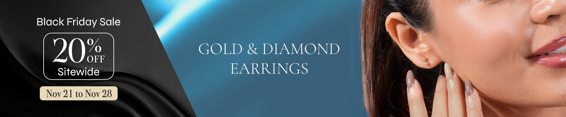 Discover the best Black Friday jewelry deals 20%off on diamond earrings exclusively at Vairam. Explore our wide range of discounted gold and diamond earrings.