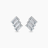 Tri Square Natural Diamond Stud Earrings