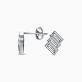 Tri Square Natural Diamond Stud Earrings