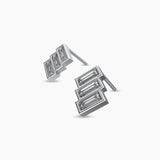 Tri Square Natural Diamond Stud Earrings