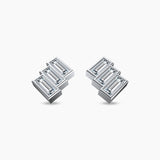 Tri Square Natural Diamond Stud Earrings