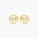 Wave In Circle Plain Gold Earrings