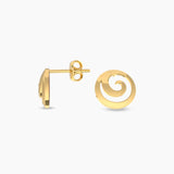 Wave In Circle Plain Gold Earrings