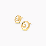 Wave In Circle Plain Gold Earrings