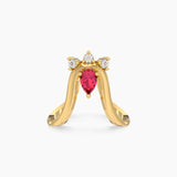 Pear shaped Ruby and Diamond Vanki Ring