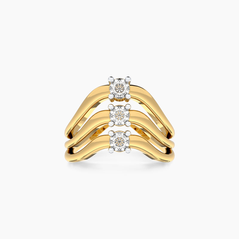 Triple Row Sollitaire Diamond Vanki Ring