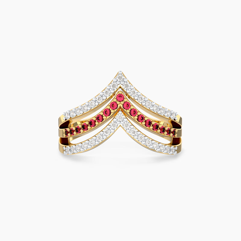 Triple Row Diamond Vanki Ring