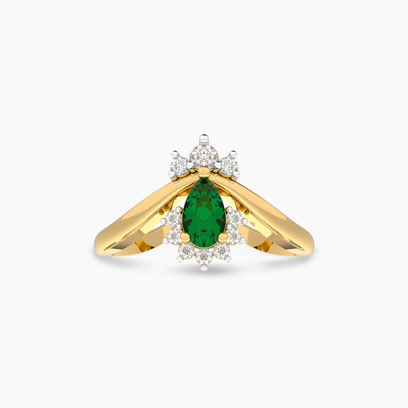 Bloom Diamond and Emerald Vanki ring