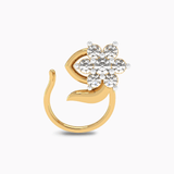 Yellow Gold Sprout Flower Diamond Nosepin