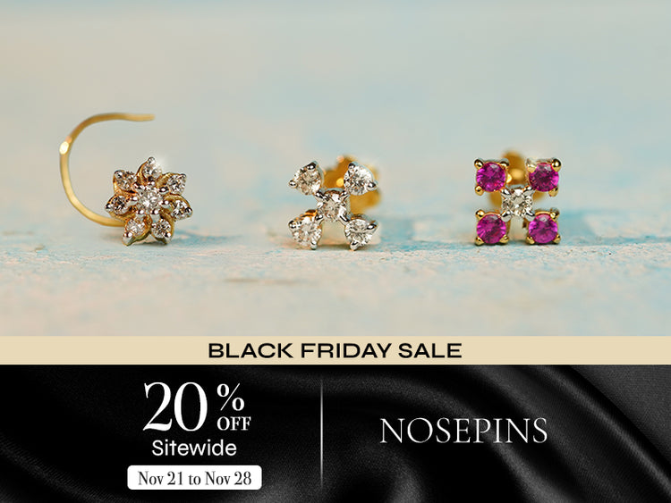 Exclusive Black Friday sale – flat 20% off on diamond nose pins at Vairam, your trusted online jewelry brand.
