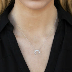 18k Customized Inverted Crescent Diamond Pendant Necklace