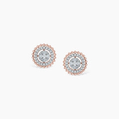 Aurelle Beaded Circle Diamond Stud Earrings