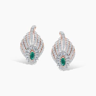 Emerald Fan Crest Earrings