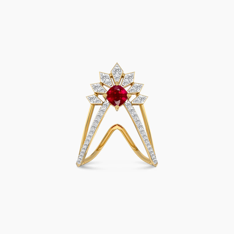 Crimson Flare Red Ruby Vanki Ring