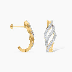 Flowline Diamond Half Hoop Earrings