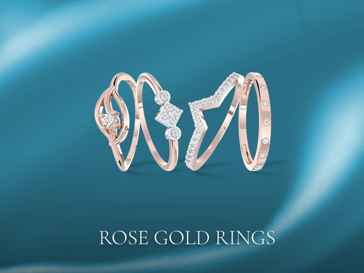 Contemporary rose gold rings with diamonds and pearls by Vairam, designed with clean lines and subtle sparkle for modern simplicity.