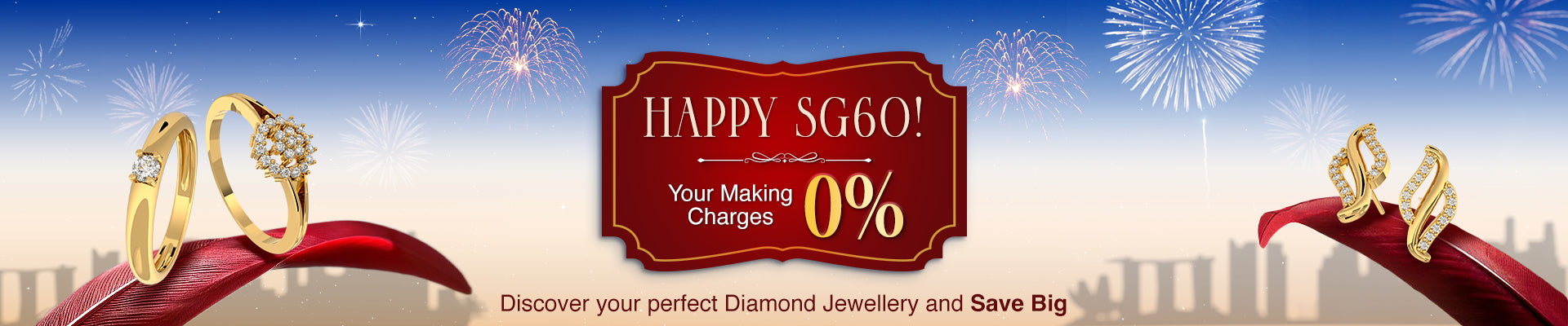 Celebrate SG60 with elegant diamond jewellery and 0% making charges – discover timeless pieces and save big.