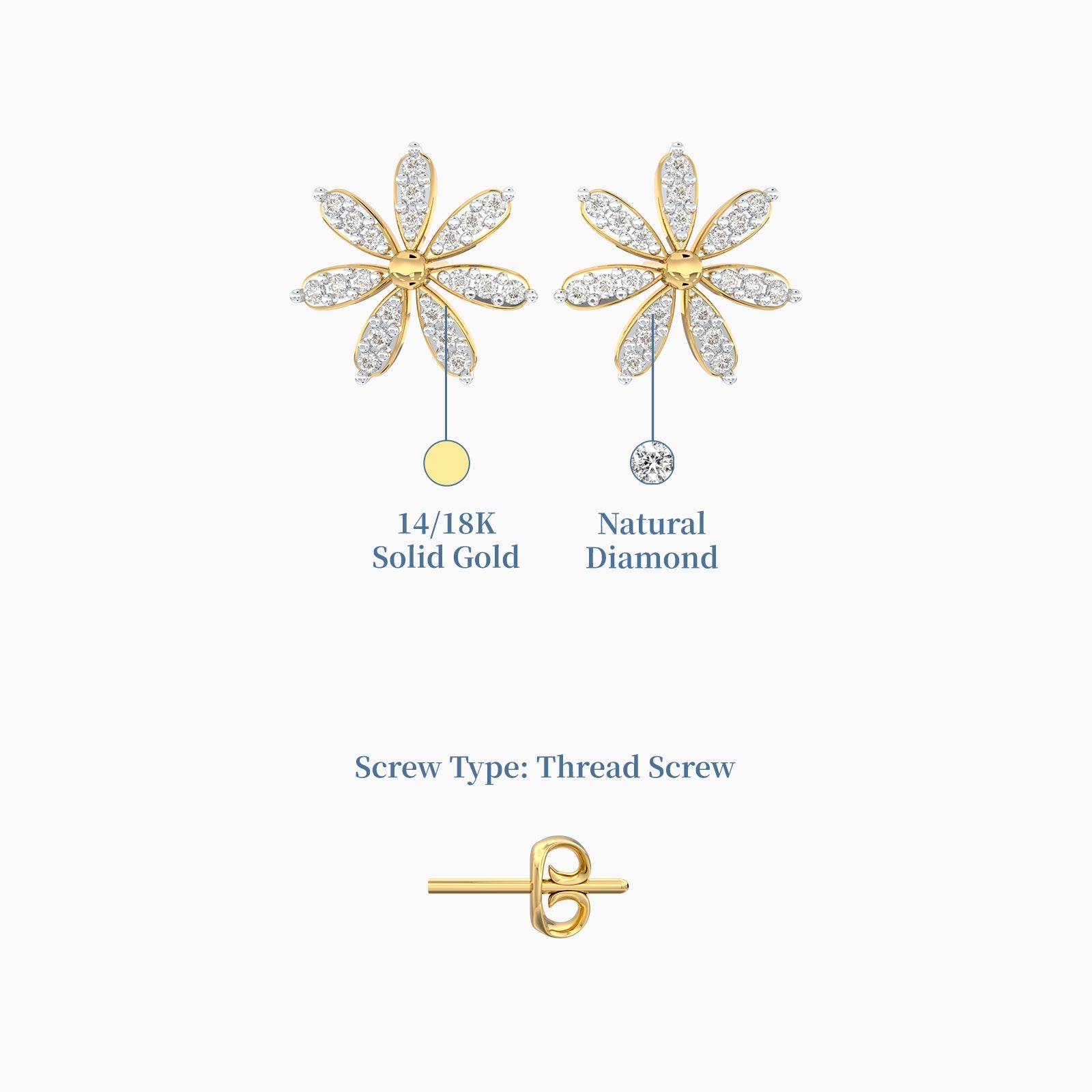 Solid gold natural diamond allure earstud from Vairam 
