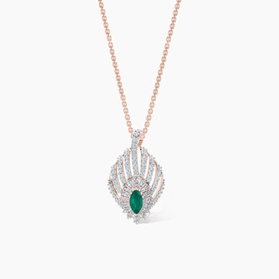 Emerald Fan Crest Diamond Pendant